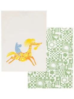 2er-Set: Geschirrtücher ''Party'' in Grün/ Beige - (L)70 x (B)50 cm