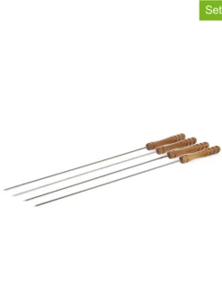 4er-Set: Grillspieße "Easy Grill" in Silber/ Hellbraun - (L)43 cm