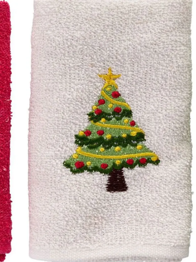 3er-Set: Handtücher in Weiß/ Rot/ Grün