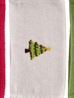 3er-Set: Handtücher in Weiß/ Rot/ Grün