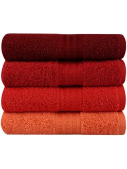 4er-Set: Handtücher "Rainbow" in Bordeaux/ Rot/ Orange