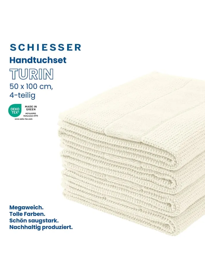 4er-Set: Handtücher "Turin" in Creme