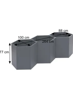 3er-Set Hochbeet P64, Anthrazit