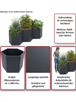 3er-Set Hochbeet P64, Grün