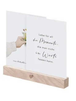 2er-Set: Kartenständer in Natur - (B)15 x (T)1,5 cm