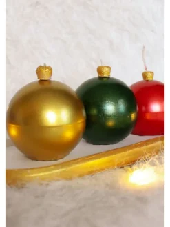 3er-Set: Kerzen in Gold/ Grün/ Rot - 3x 70 g