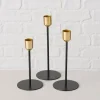 3er-Set: Kerzenleuchter "Cosima" in Schwarz/ Gold