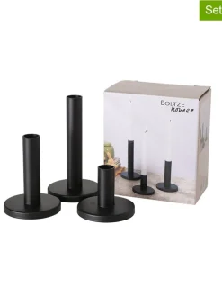 3er-Set: Kerzenleuchter "Malko" in Schwarz - (H)16 cm