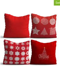 4er-Set: Kissen in Rot