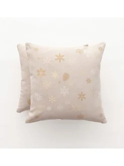 2er-Set: Kissenhüllen ''Flake'' in Beige/ Gold