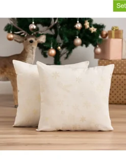 2er-Set: Kissenhüllen ''Flake'' in Creme