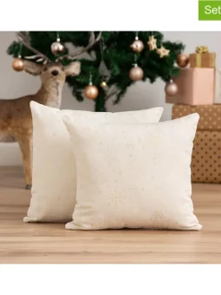 2er-Set: Kissenhüllen ''Sparkle'' in Creme