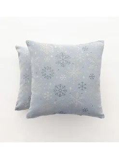 2er-Set: Kissenhüllen ''Sparkle'' in Hellblau/ Gold