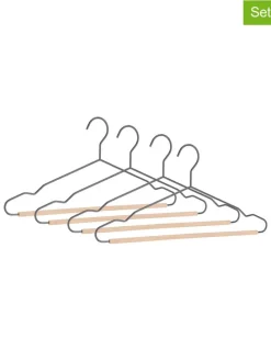 4er-Set: Kleiderbügel in Anthrazit/ Beige - (B)41,5 x (H)20 cm
