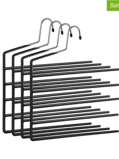 4er-Set: Kleiderbügel in Schwarz/ Silber - (B)32 x (H)35 cm