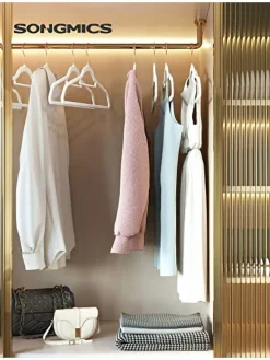 50er-Set: Kleiderbügel in Weiß/ Roségold - (B)43,5 x (H)22,5 cm