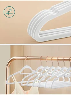 50er-Set: Kleiderbügel in Weiß/ Roségold - (B)43,5 x (H)22,5 cm