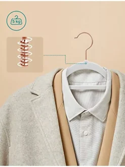 50er-Set: Kleiderbügel in Weiß/ Roségold - (B)43,5 x (H)22,5 cm