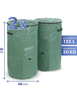 2er-Set: Komposttaschen in Grün, 2x 125 l