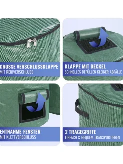 2er-Set: Komposttaschen in Grün, 2x 125 l