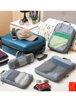 4er-Set: Kompressions-Organisationstaschen in Grau