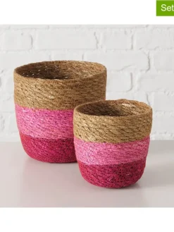 2er-Set: Körbe "Rosaly" in Hellbraun/ Rosa