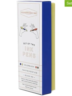 2er-Set: Kugelschreiber in Blau/ Khaki/ Orange - (L)13 cm