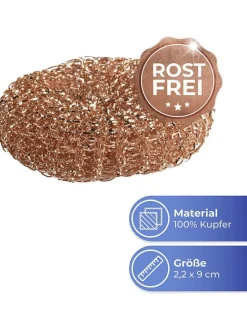6er-Set: Kupferschwämme in Hellbraun - Ø 9 cm