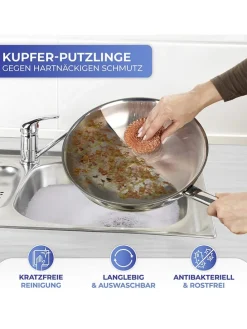 6er-Set: Kupferschwämme in Hellbraun - Ø 9 cm