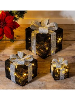 3er-Set: LED-Dekoleuchten in Schwarz