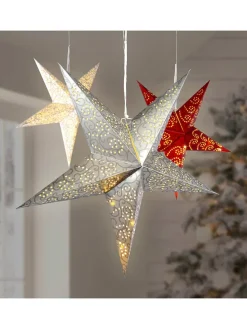 3er-Set: LED-Dekoleuchten in Rot/ Silber/ Weiß - Ø 60 cm