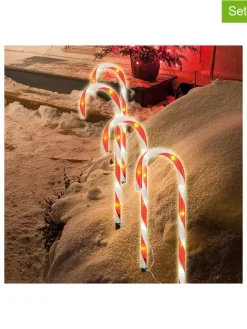 4er-Set: LED-Gartenstecker in Rot/ Weiß - (H)44 cm