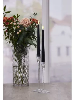 2er-Set: LED-Kerzen "Flamme Candy" in Schwarz - (H)26 cm