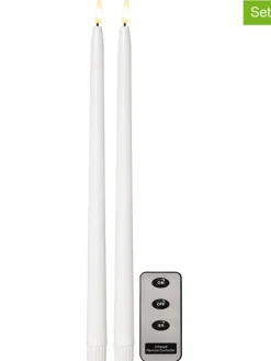 2er-Set: LED-Kerzen "Flamme Slim" in Weiß - (L)38 cm
