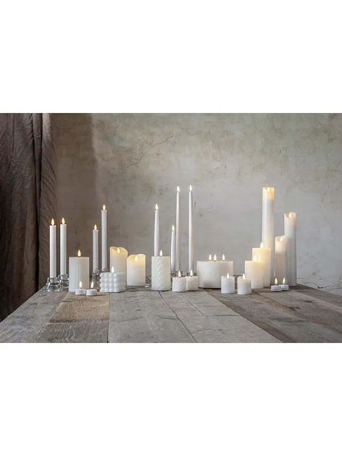 2er-Set: LED-Kerzen "Flamme Slim" in Weiß - (L)38 cm