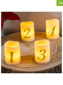 4er-Set: LED-Kerzen in Creme - (H)6,5 x Ø 5 cm