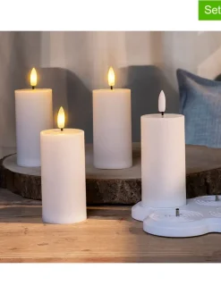 4er-Set: LED-Kerzen in Weiß - (H)10 cm - Ø 5 cm