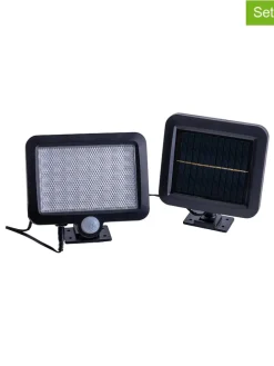 2er-Set: LED-Solar-Außenwandleuchten "Pepe" in Schwarz - (L)15 x (B)13 cm