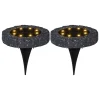 2er-Set: LED-Solar-Bodenstecker "Lawnlight" in Schwarz - Ø 11 cm