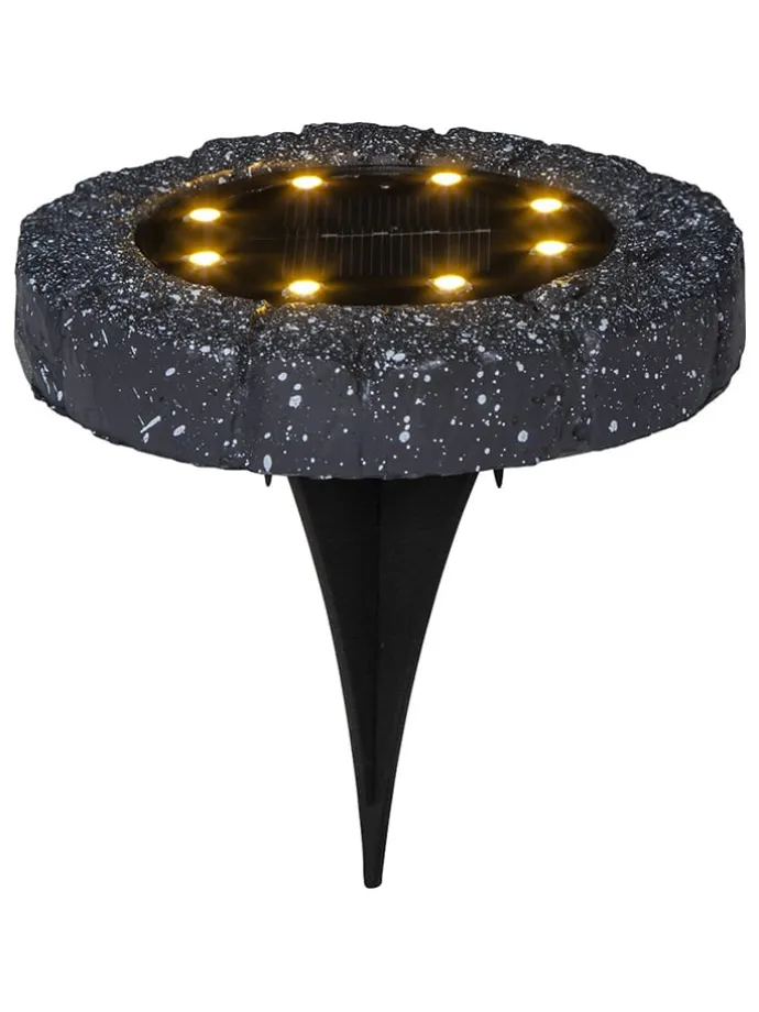 2er-Set: LED-Solar-Bodenstecker "Lawnlight" in Schwarz - Ø 11 cm