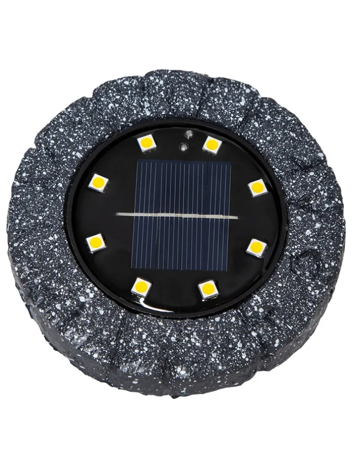 2er-Set: LED-Solar-Bodenstecker "Lawnlight" in Schwarz - Ø 11 cm