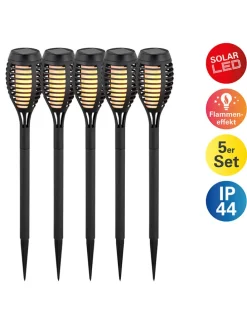 5er-Set: LED-Solar-Gartenstecker 