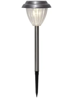 4er-Set: LED-Solar-Gartenstecker "Palma" in Silber - (L)28 x (B)12 cm