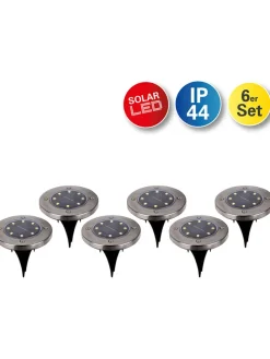 6er-Set: LED-Solar-Gartenstecker "Kian" in Silber - (H)14 cm