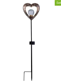 2er-Set: LED-Solar-Gartenstecker "Herz" in Schwarz/ Braun - (B)12,5 x (H)59 cm