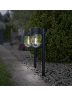 2er-Set: LED-Solar-Gartenstecker "Cupola" in Schwarz - (H)29 cm