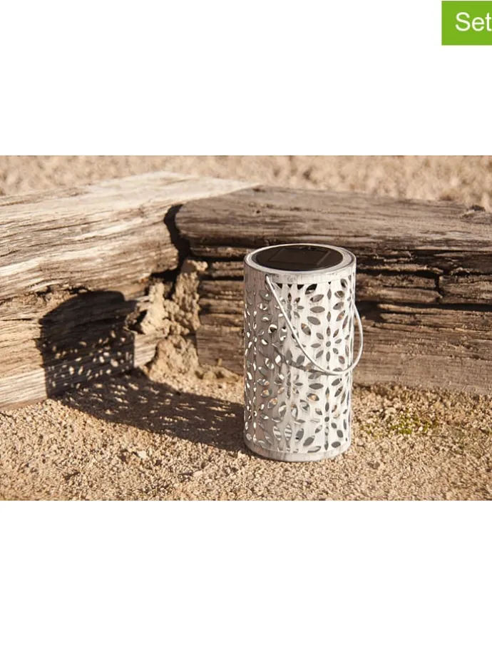 2er-Set: LED-Solarleuchten "Bloom" in Weiß - (H)31 cm