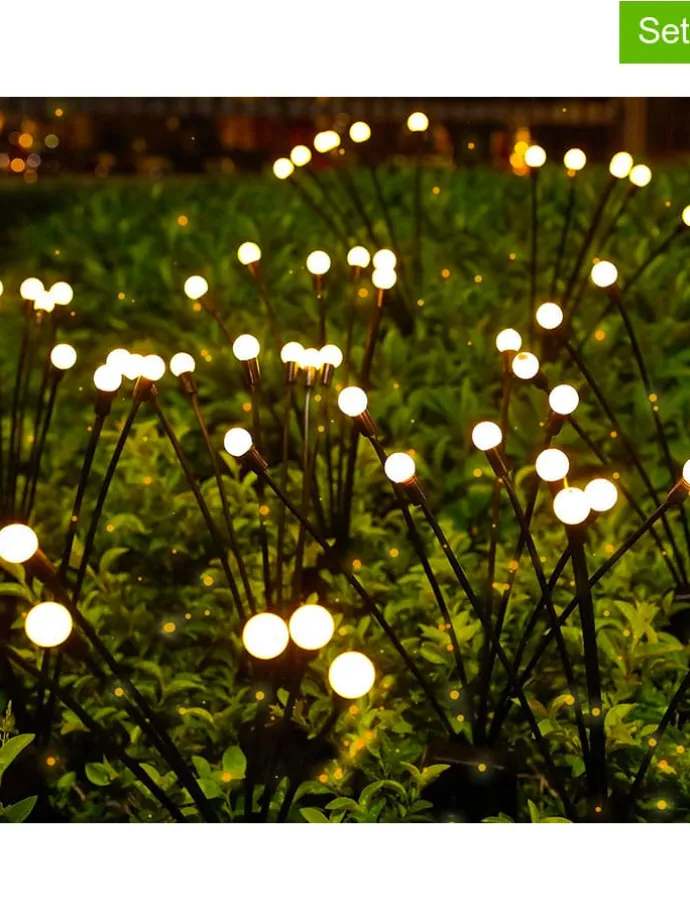 3er-Set: LED-Solarleuchten in Schwarz - (H)70 cm