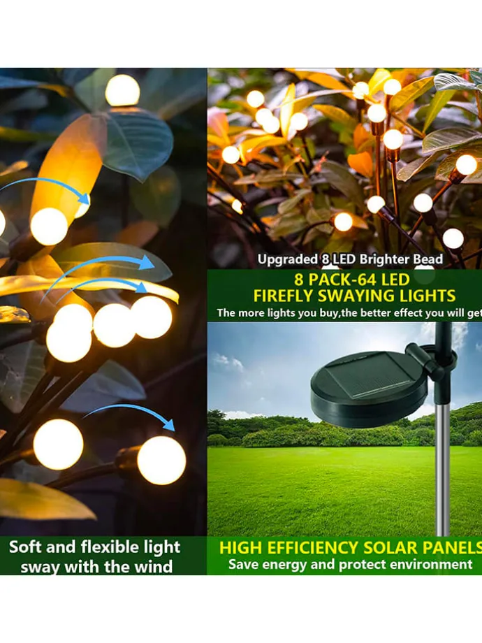 3er-Set: LED-Solarleuchten in Schwarz - (H)70 cm