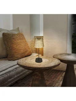 2er-Set: LED-Solarleuchten in Schwarz/ Beige - (H)29 x Ø 12,5 cm